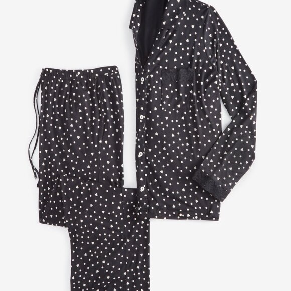 #10 NWT State of Day Women's Collared Knit Pajama Set, Black Dot - Picture 3 of 3